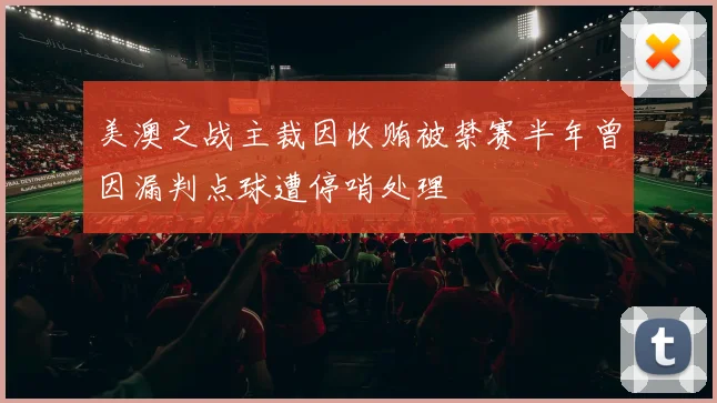 美澳之战主裁因收贿被禁赛半年曾因漏判点球遭停哨处理